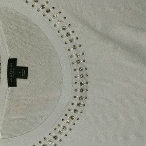 Ann Taylor thin cotton dress sweater in pale lavender, small.